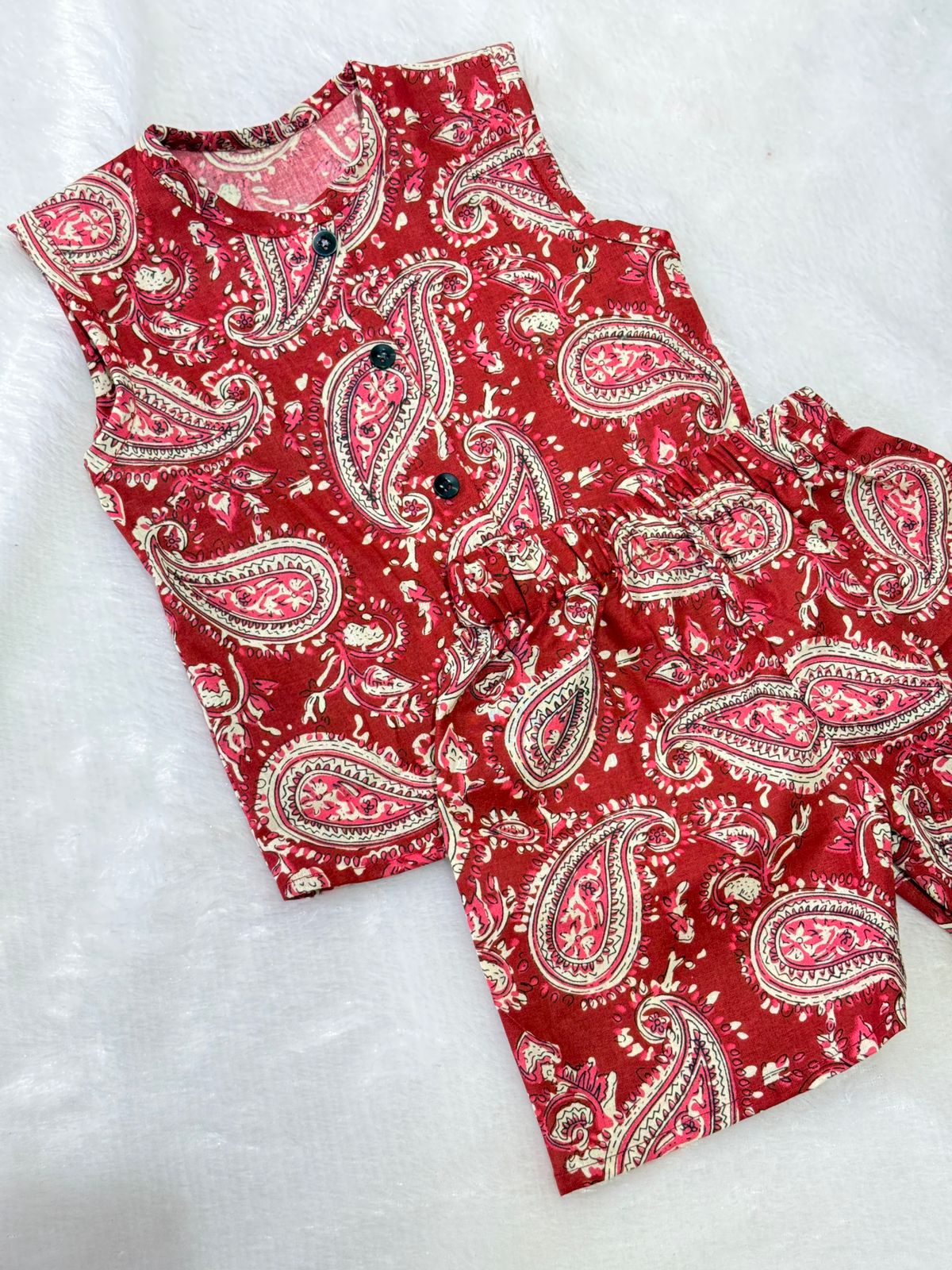 DAILY PLAY-SC501-RED PAISLEY SUMMER COORD SET