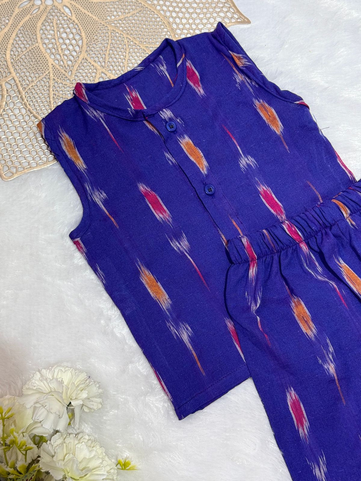 SUMMER -SC701- BLUE  IKKAT COORD SET