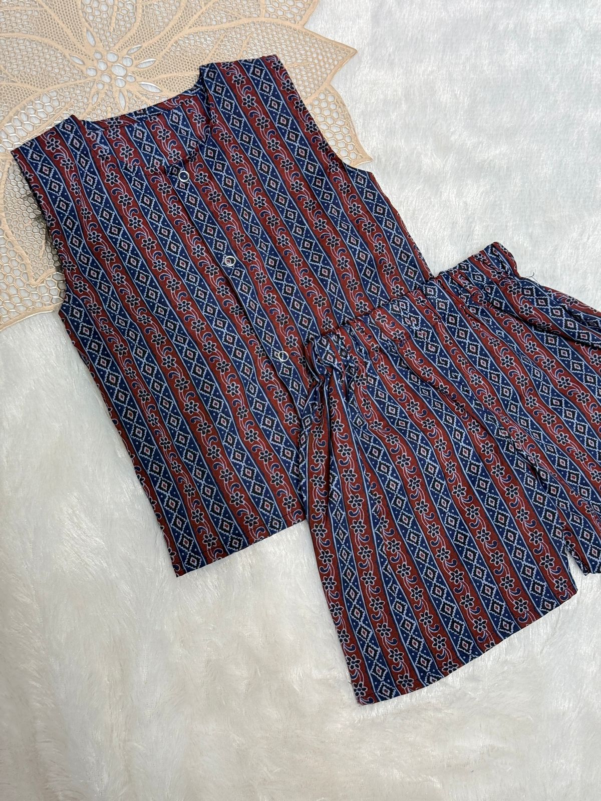 DAILY PLAY -SC808-INDIGO RUST CIRCLE UNISEX COORD SET