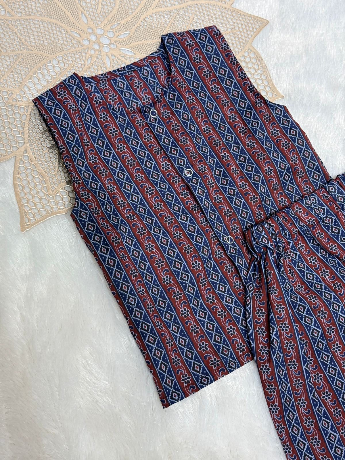 DAILY PLAY -SC808-INDIGO RUST CIRCLE UNISEX COORD SET