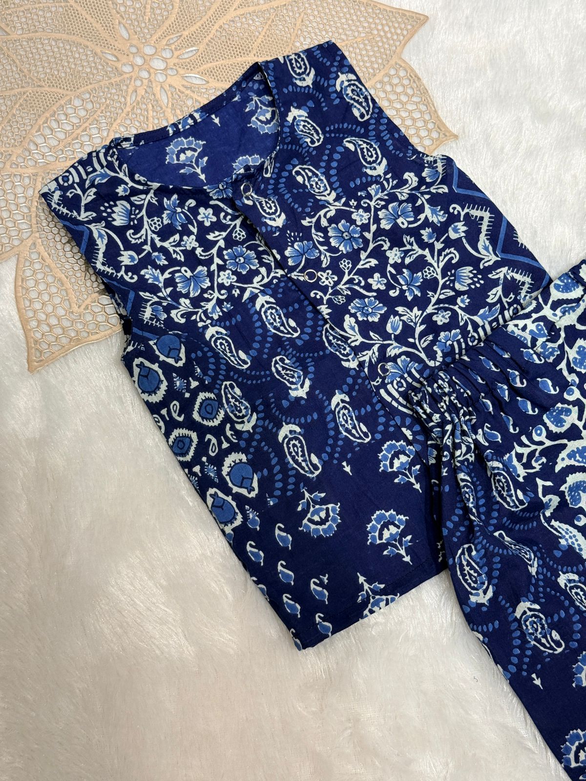 DAILY PLAY -SC809-INDIGO WHITE CIRCLE UNISEX COORD SET
