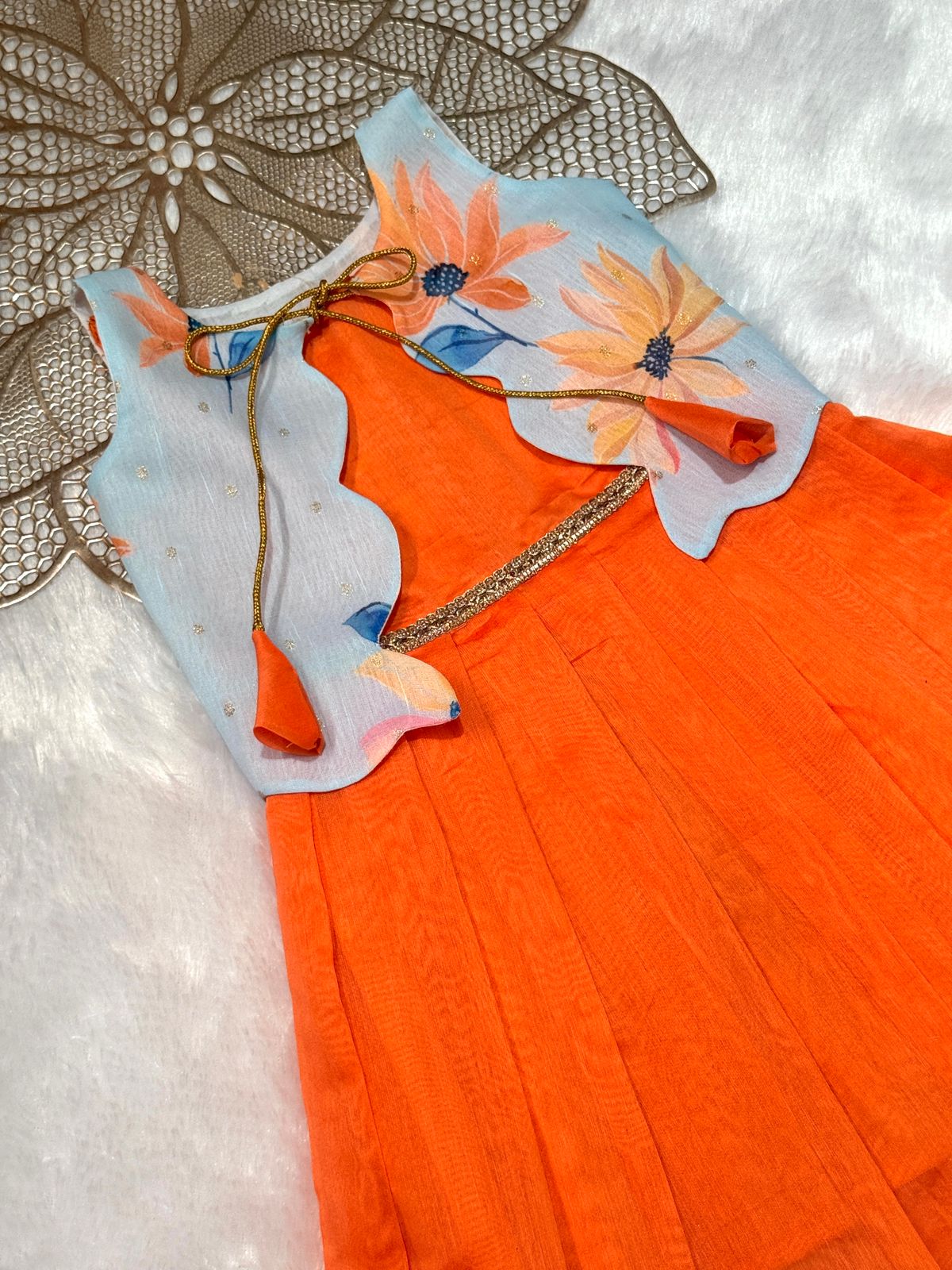 BABY BLOOM- SC909 BLUE FLOWER OVERCOAT FROCK