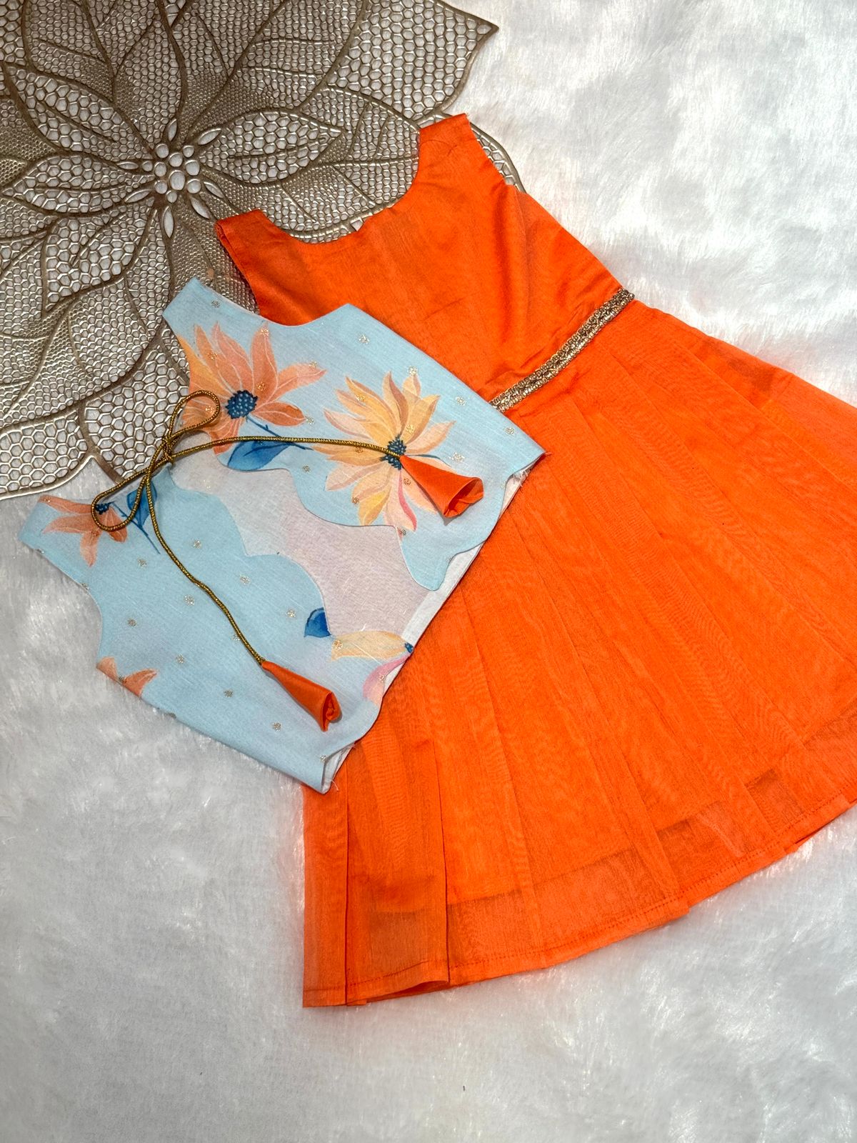BABY BLOOM- SC909 BLUE FLOWER OVERCOAT FROCK