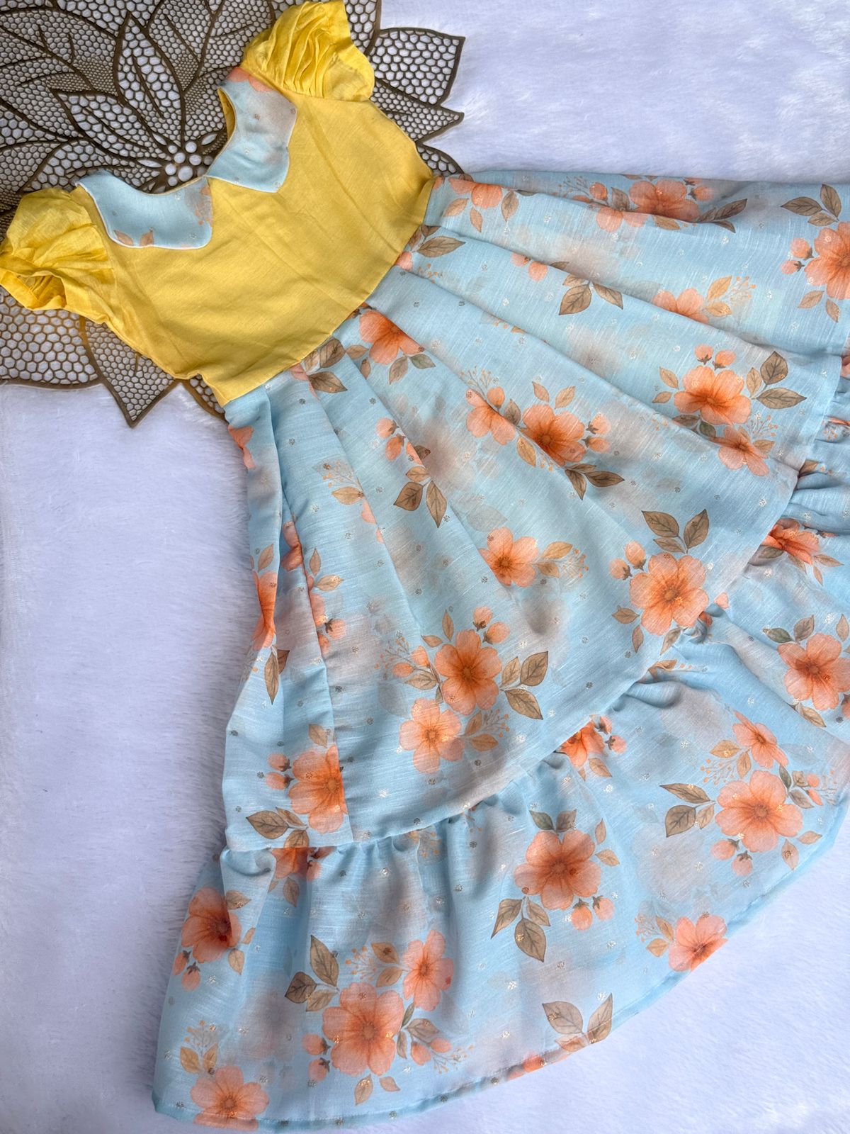 BABY BLOOM- SC905 YELLLOW BLUE DESIGNER FROCK