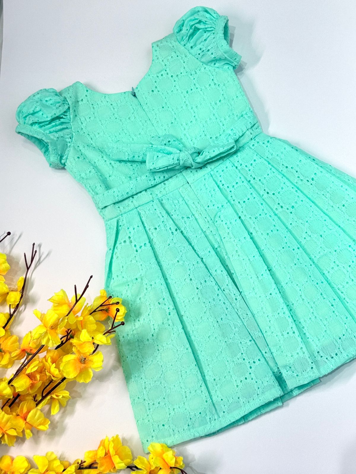 SUNBLUSH-SC913-MINT BUTTER CUP COLLAR FROCK