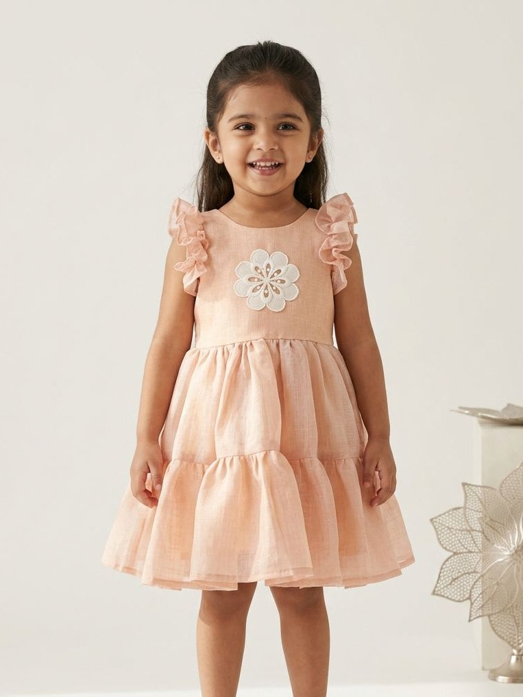 SUNBLUSH- NY007- PEACH TISSUE FROCK