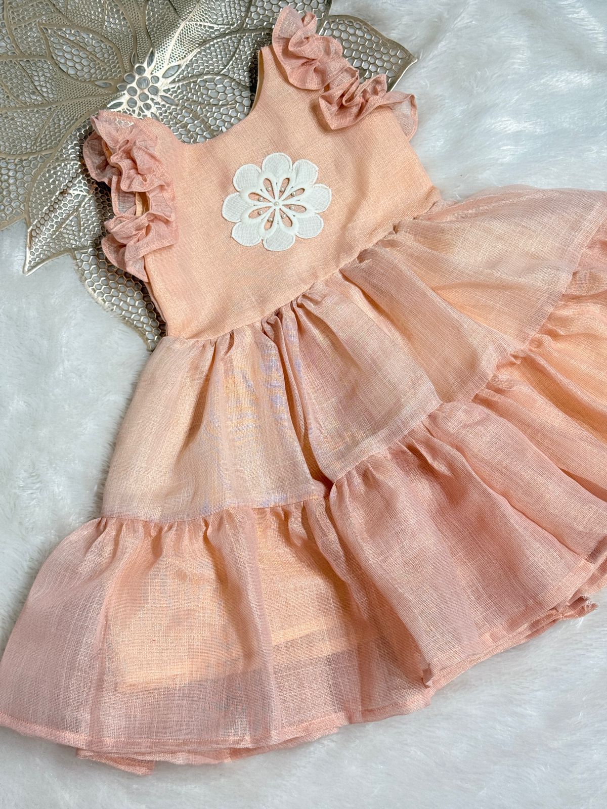 SUNBLUSH- NY007- PEACH TISSUE FROCK