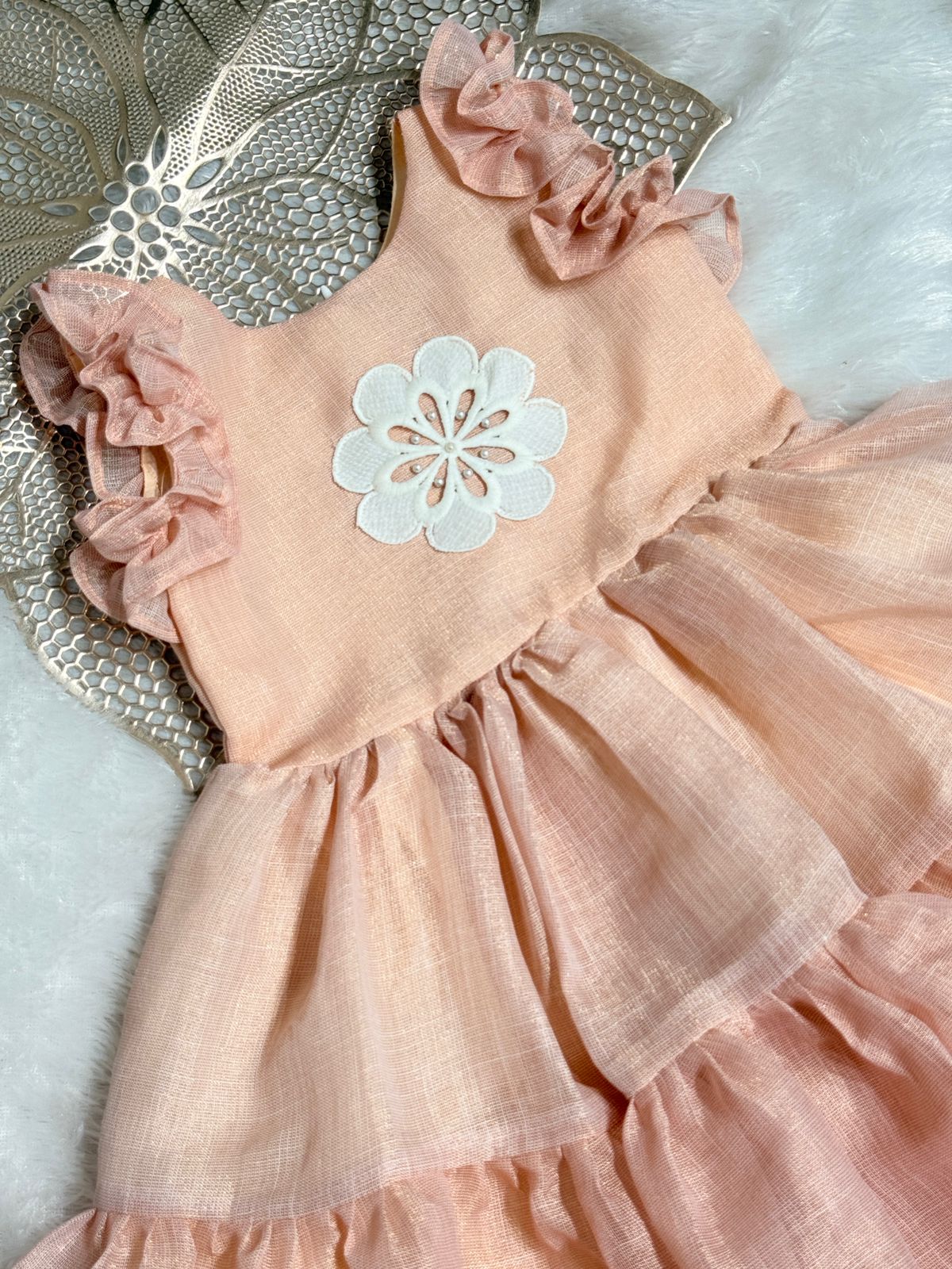 SUNBLUSH- NY007- PEACH TISSUE FROCK