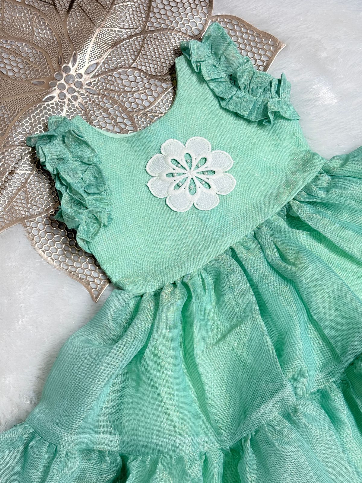 SUNBLUSH- NY008- GREEN TISSUE FROCK