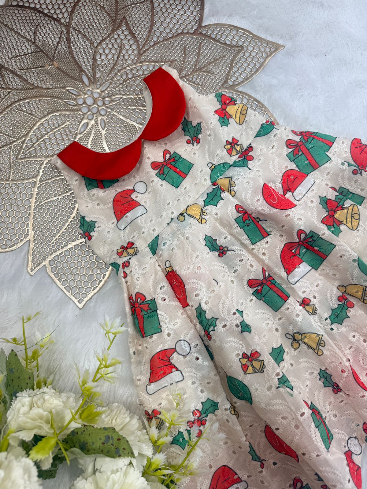 SUMMER-SC205-RED COLLAR AND WHITE FROCK