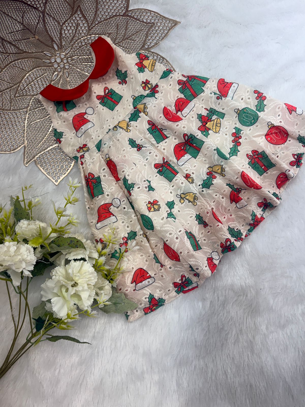SUMMER-SC205-RED COLLAR AND WHITE FROCK