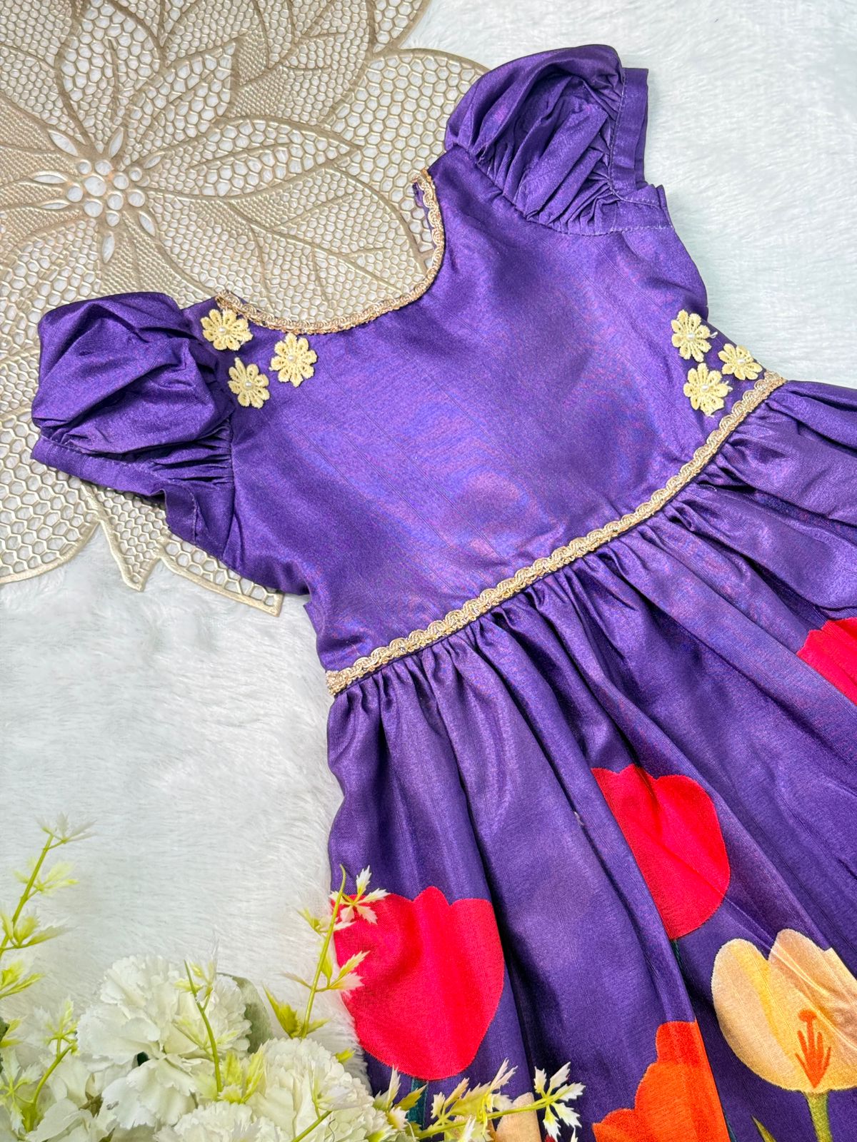 BABY BLOOM- NY018 VIOLET FLORAL DESIGNER FROCK