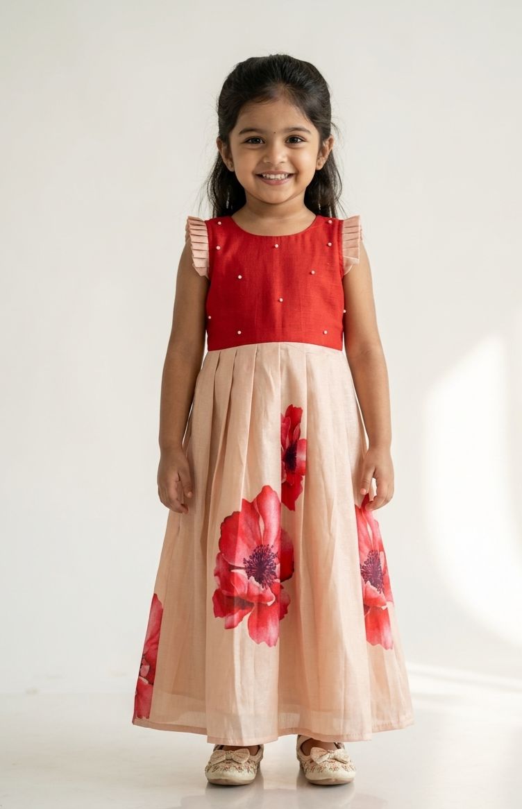 BABY BLOOM- NY016 RED DESIGNER FROCK