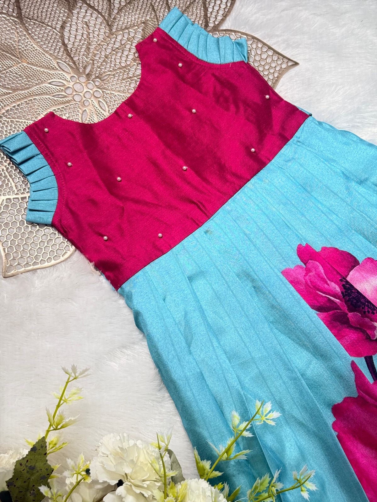 BABY BLOOM- NY014 PINK BLUE DESIGNER FROCK