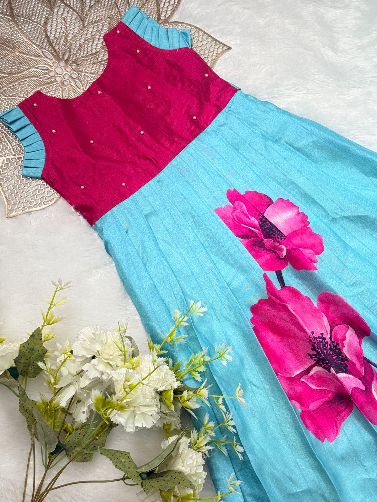 BABY BLOOM- NY014 PINK BLUE DESIGNER FROCK