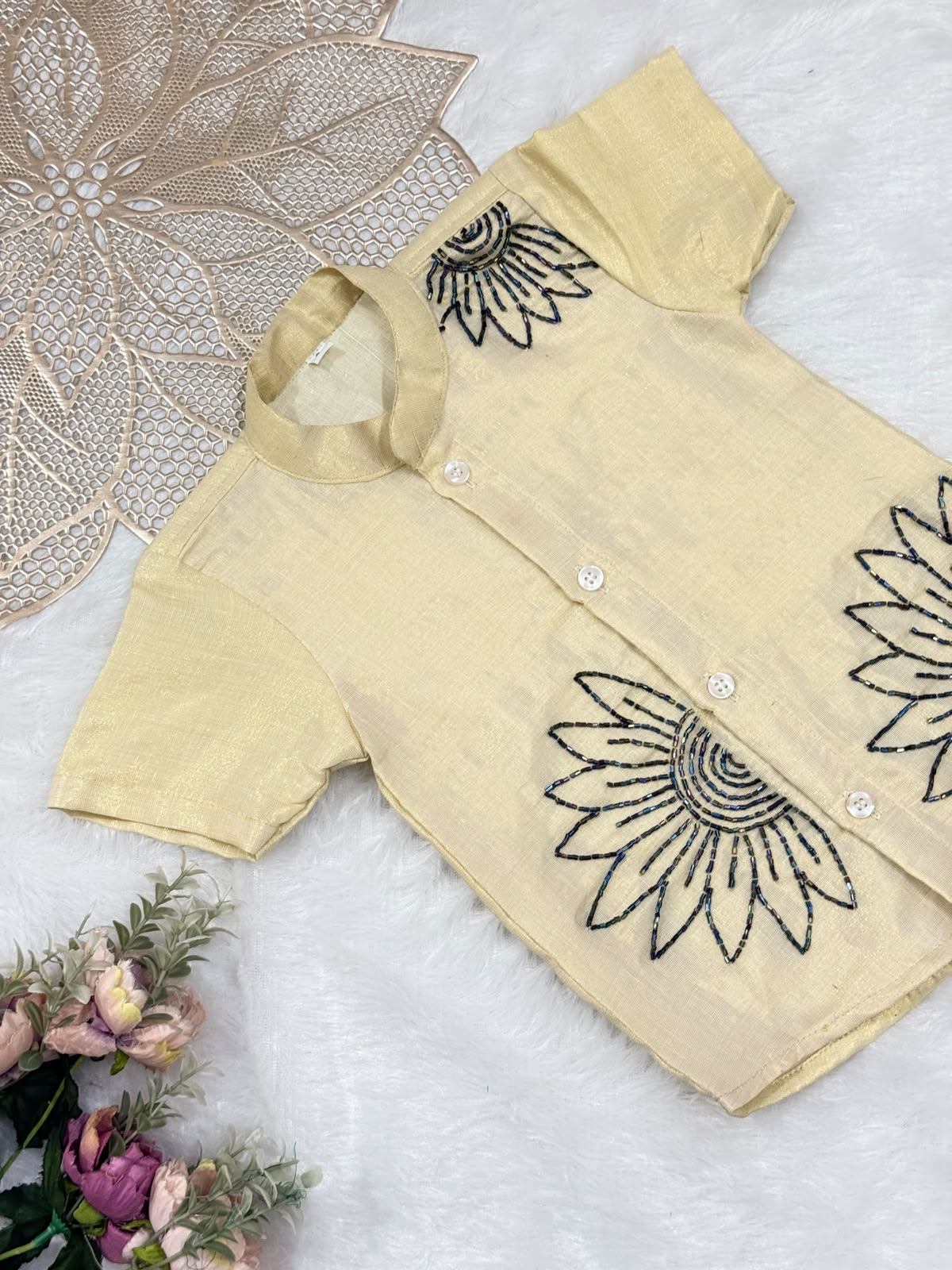 ONAM2026 -018-NAVEY BLUE AARIWORK KASAVU SHIRT