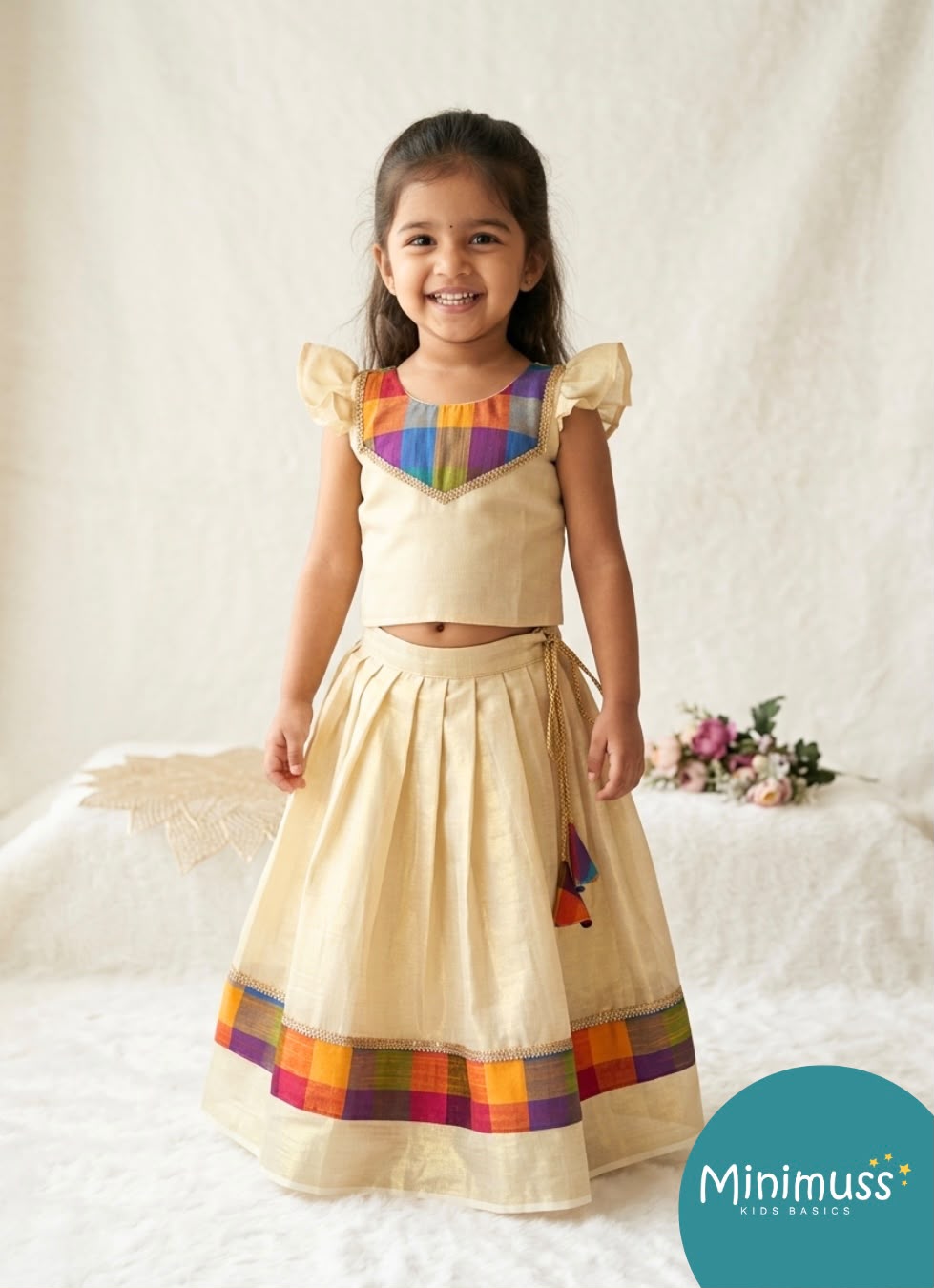 ONAM2026 -O2- MADRAS CHECKS TOP KASAVU SKIRT
