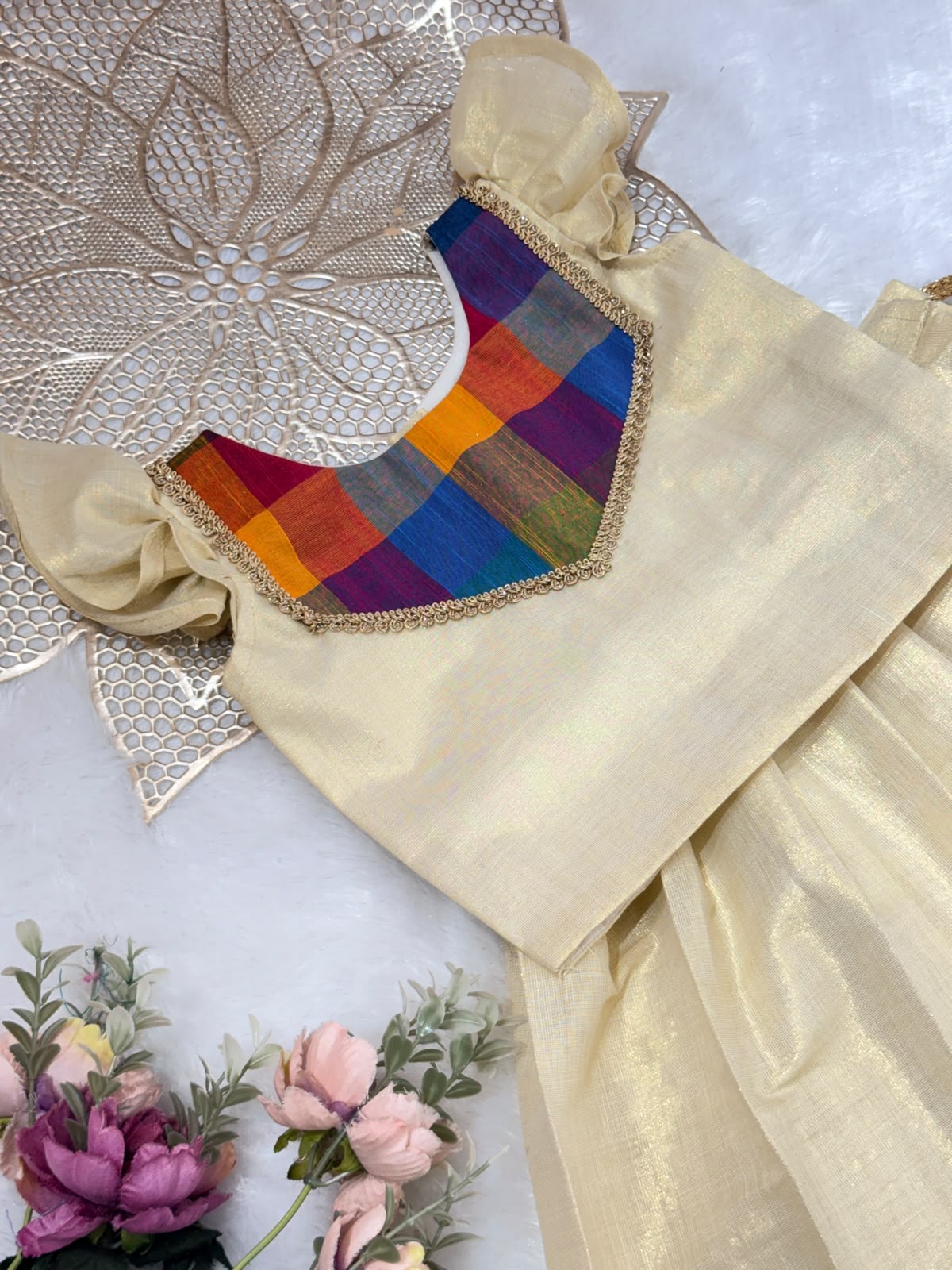 ONAM2026 -O2- MADRAS CHECKS TOP KASAVU SKIRT