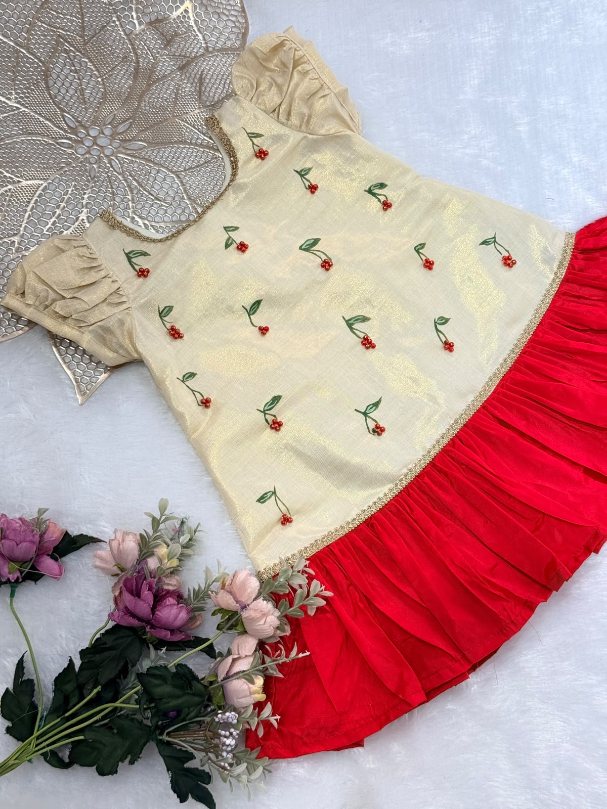 ONAM2026- 12- CHERRY BLOOM DROP FROCK