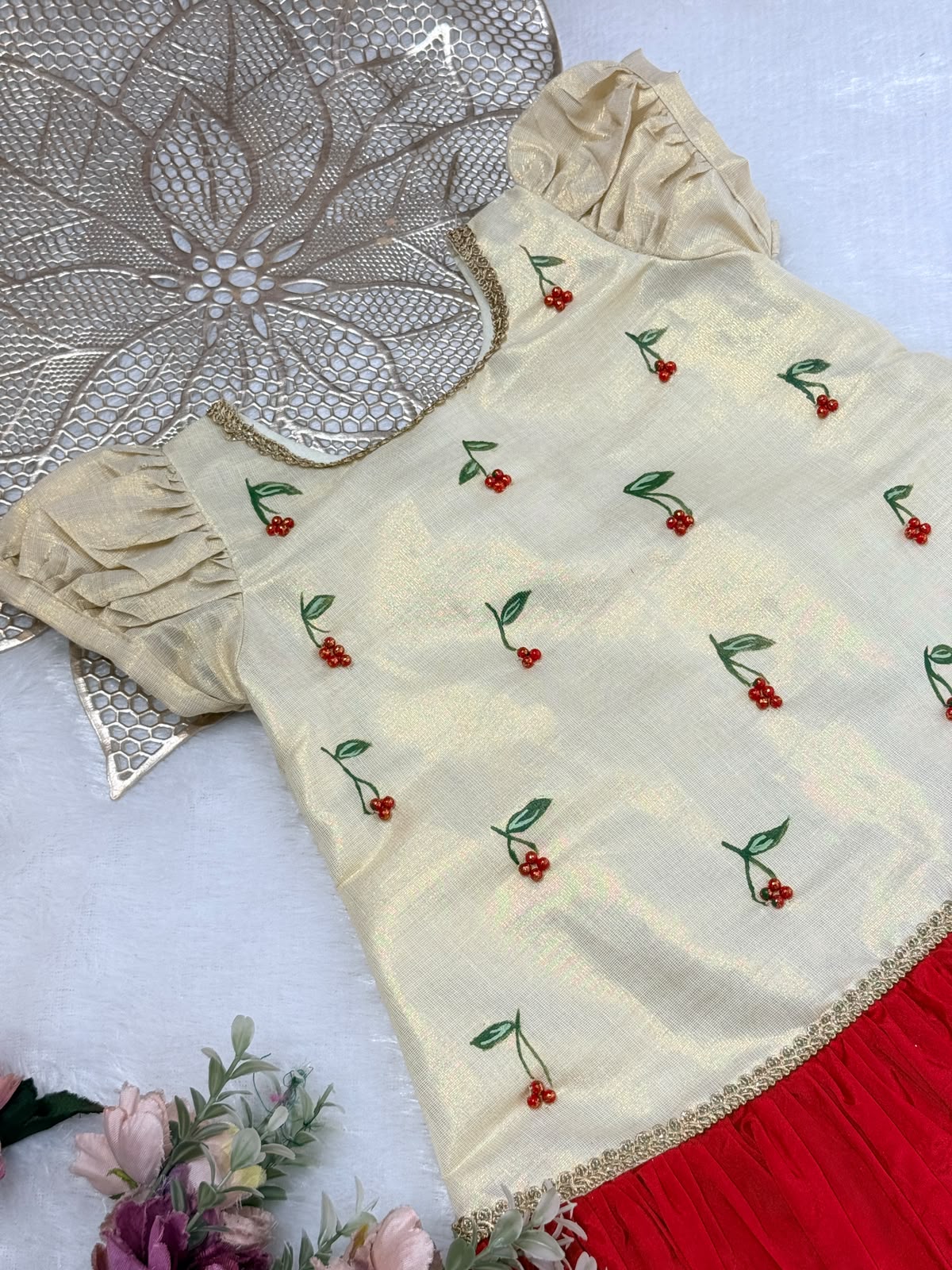 ONAM2026- 12- CHERRY BLOOM DROP FROCK