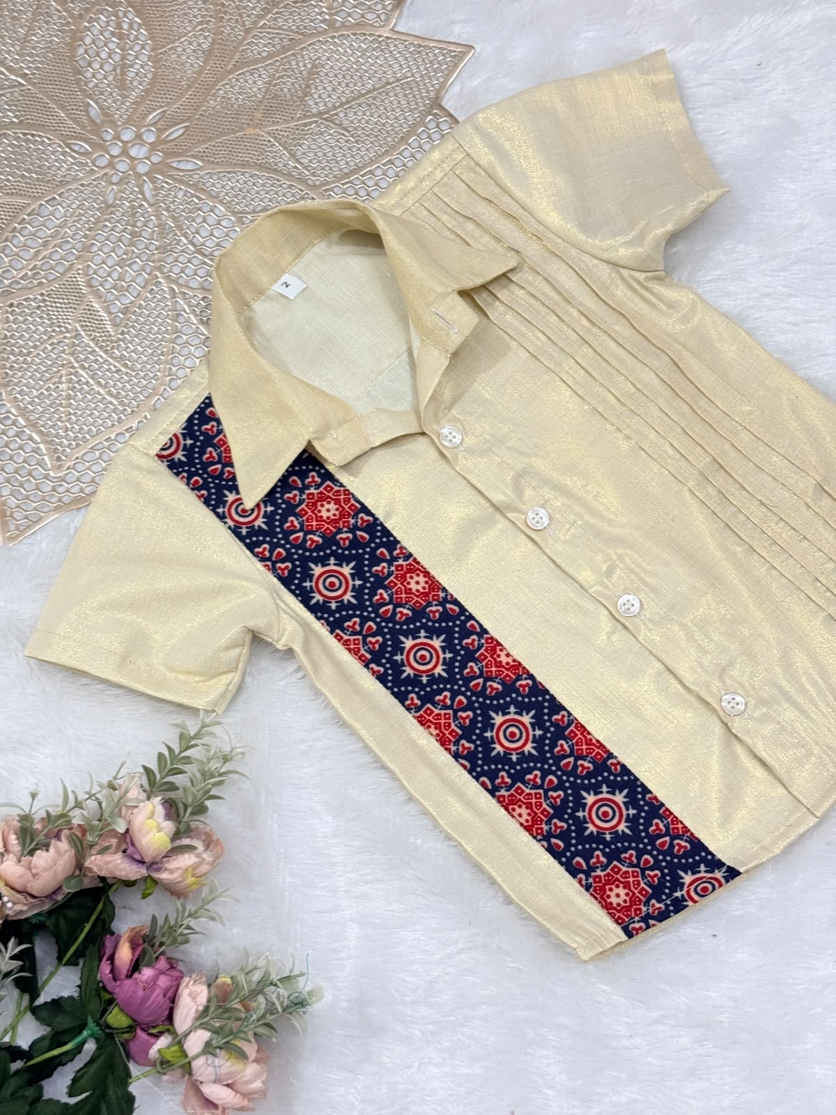ONAM2026 -14-BLUE AJRAKH KASAVU SHIRT