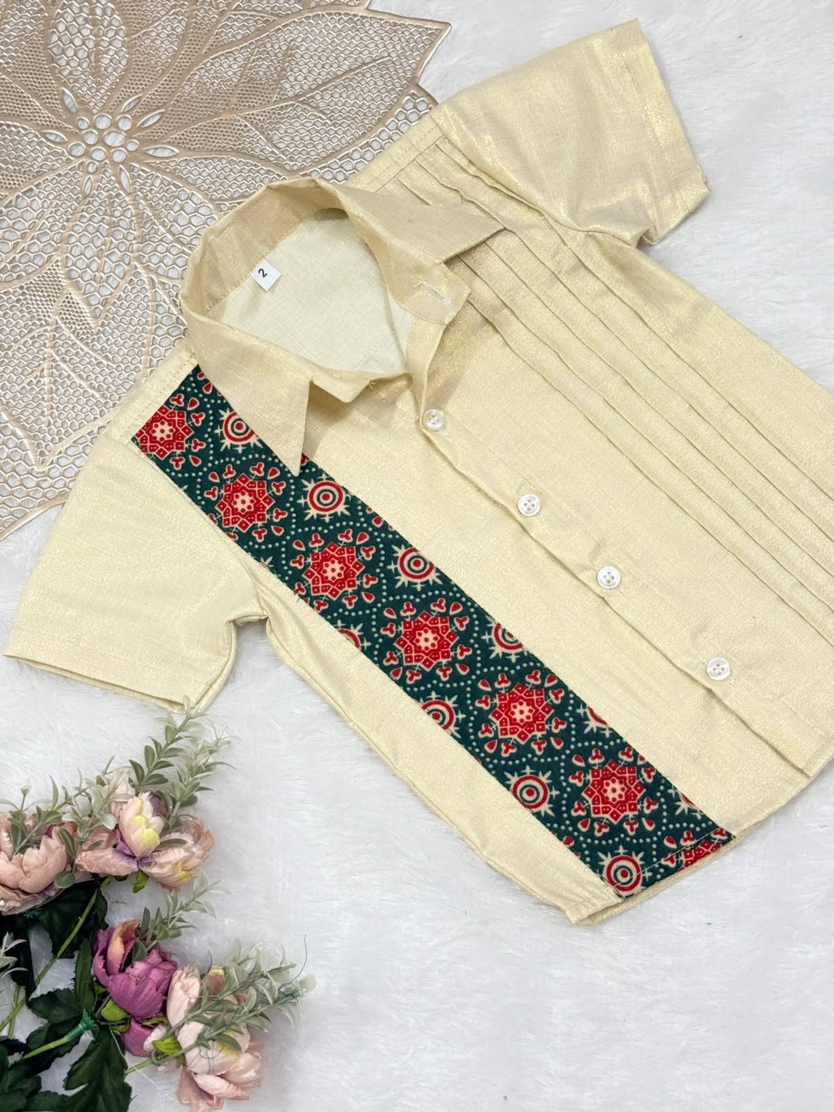 ONAM2026 -15-BOTTLE GREEN AJRAKH KASAVU SHIRT
