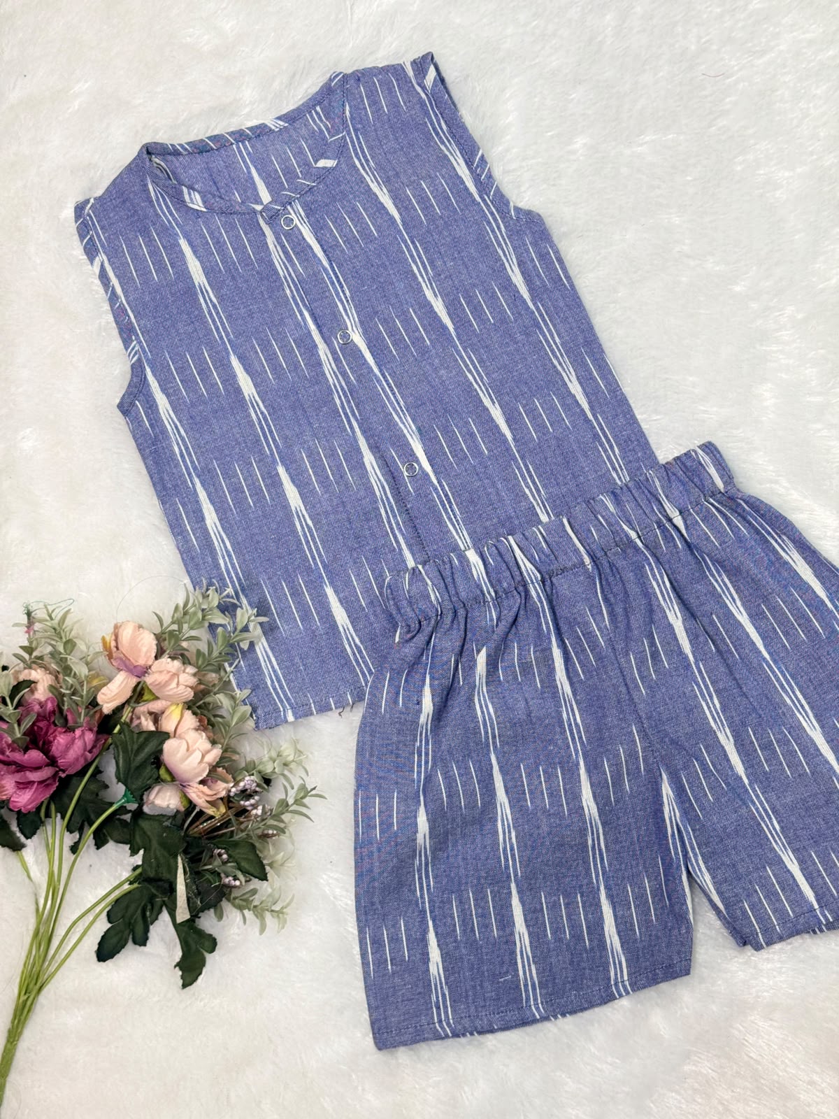 DAILY PLAY -NYC036- GRAYISH-BLUE  IKKAT COORD SET