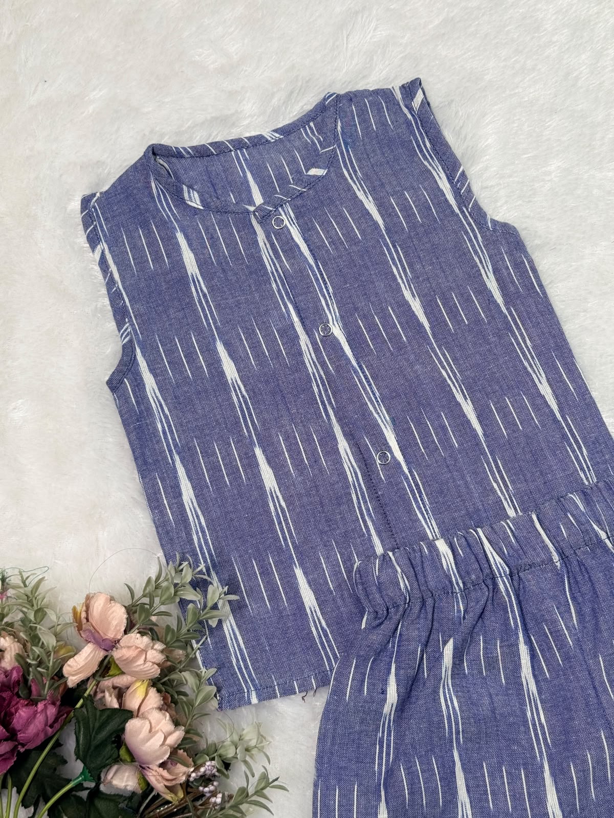 DAILY PLAY -NYC036- GRAYISH-BLUE  IKKAT COORD SET