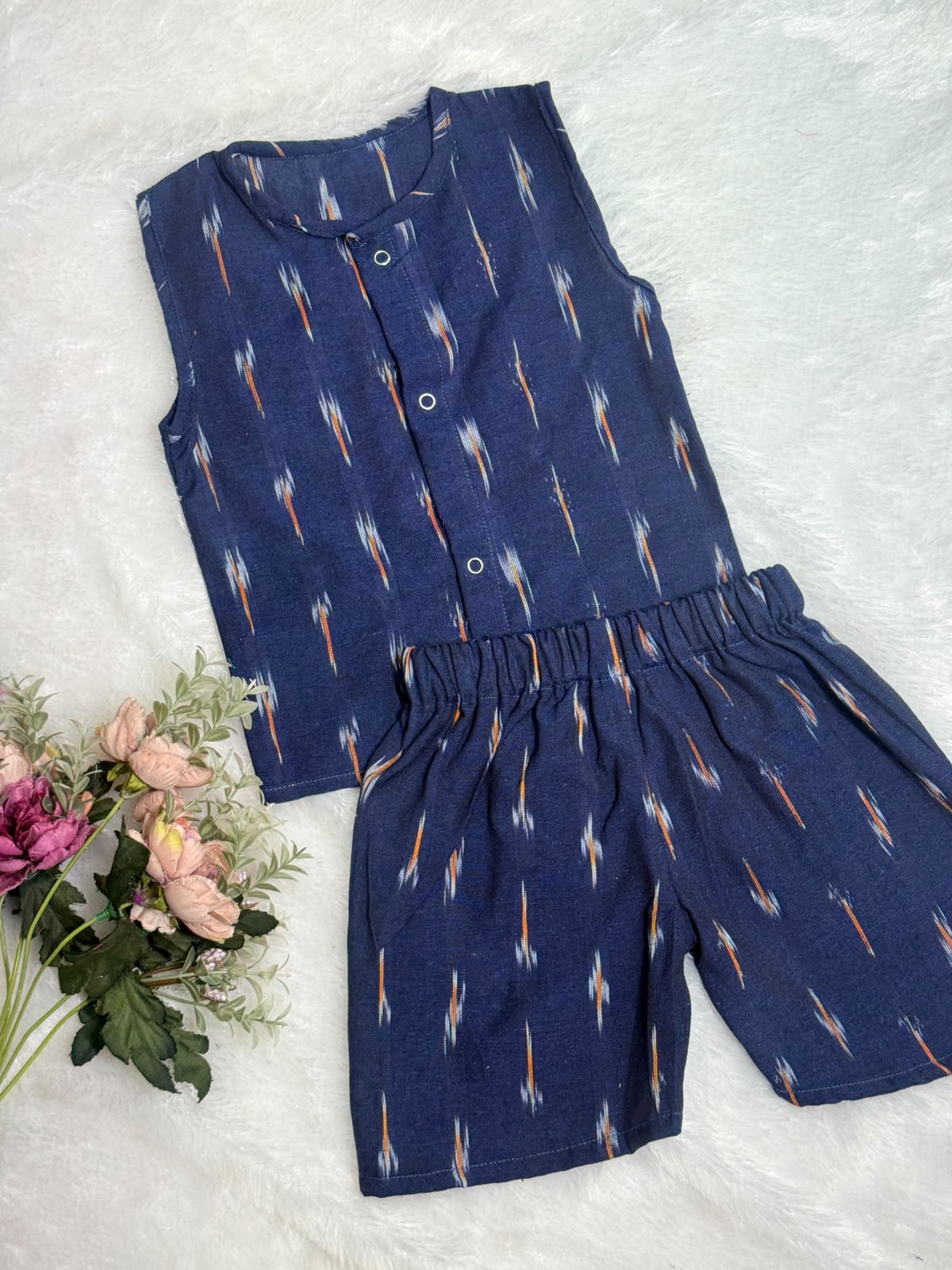 DAILY PLAY -NYC029-NAVY BLUE  IKKAT COORD SET