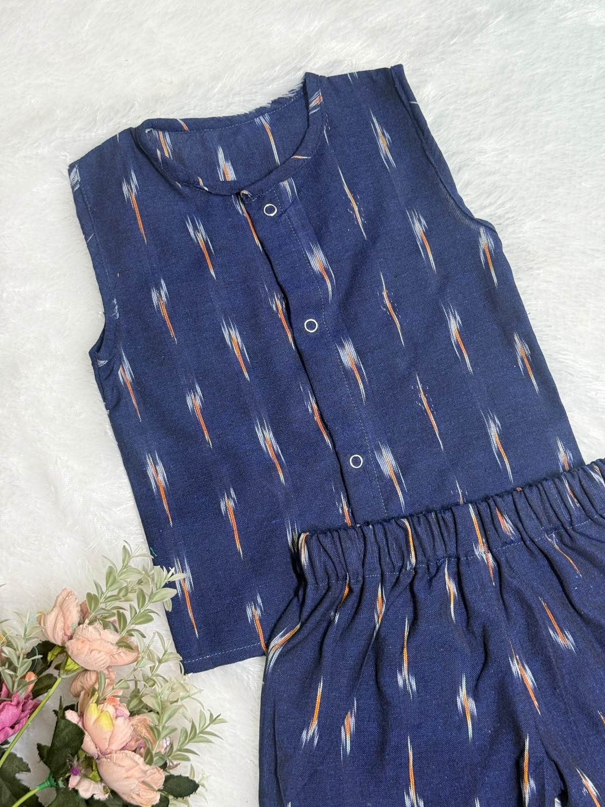 DAILY PLAY -NYC029-NAVY BLUE  IKKAT COORD SET