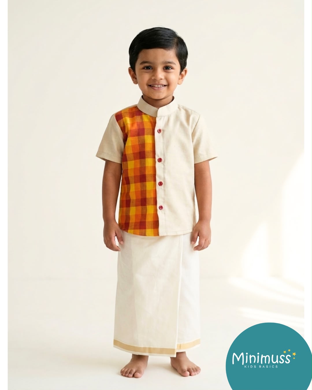 ONAM2026 -O30-YELLOW MADRAS CHECKS  SHIRT