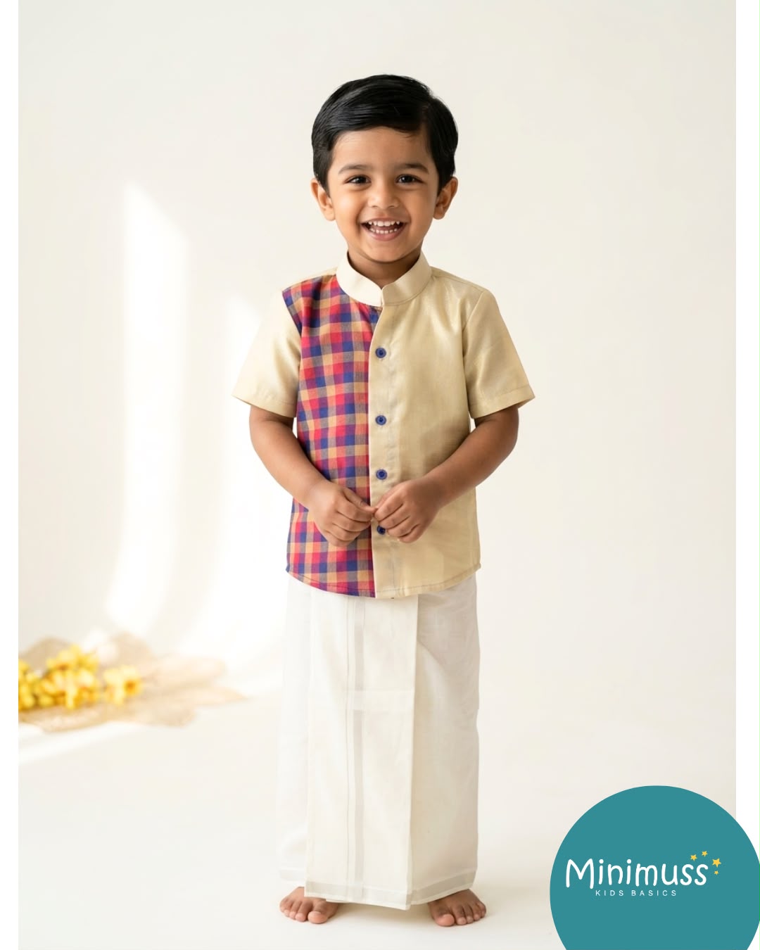 ONAM2026 -O29-BLUE CHIKOO CHECKS  SHIRT