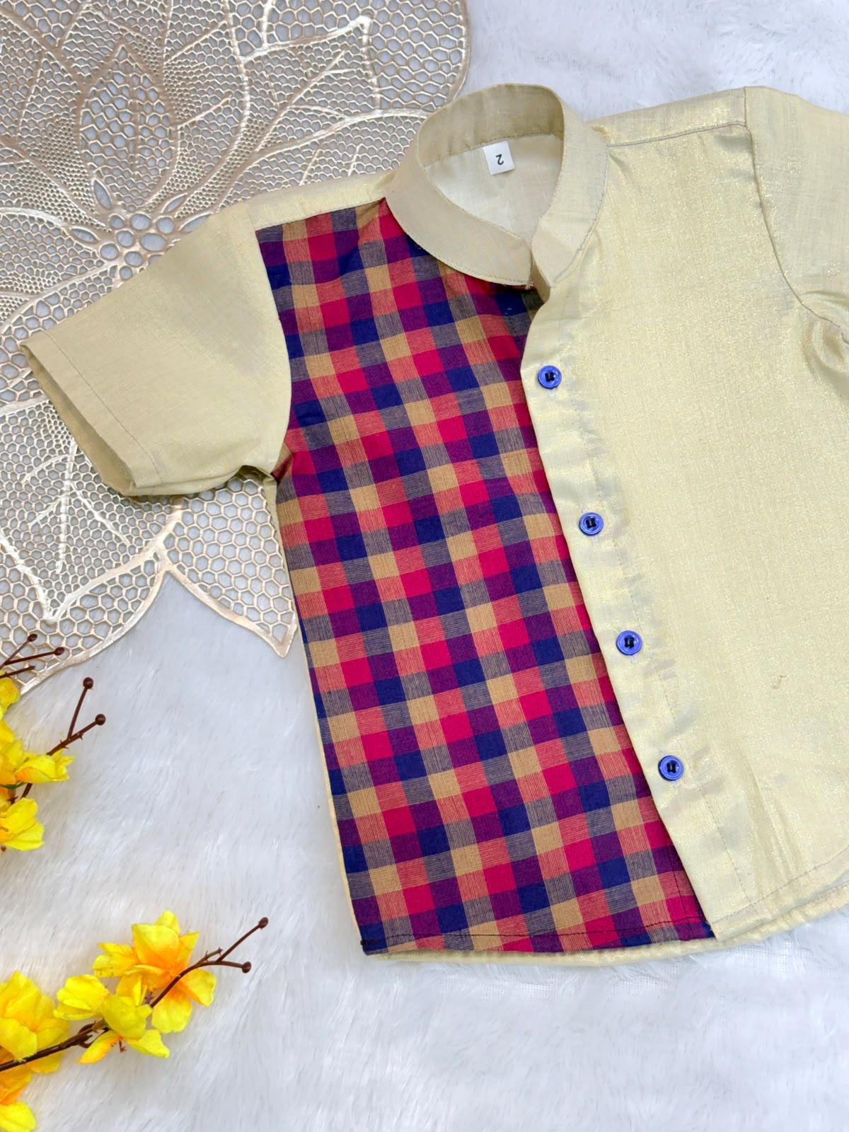 ONAM2026 -O29-BLUE CHIKOO CHECKS  SHIRT