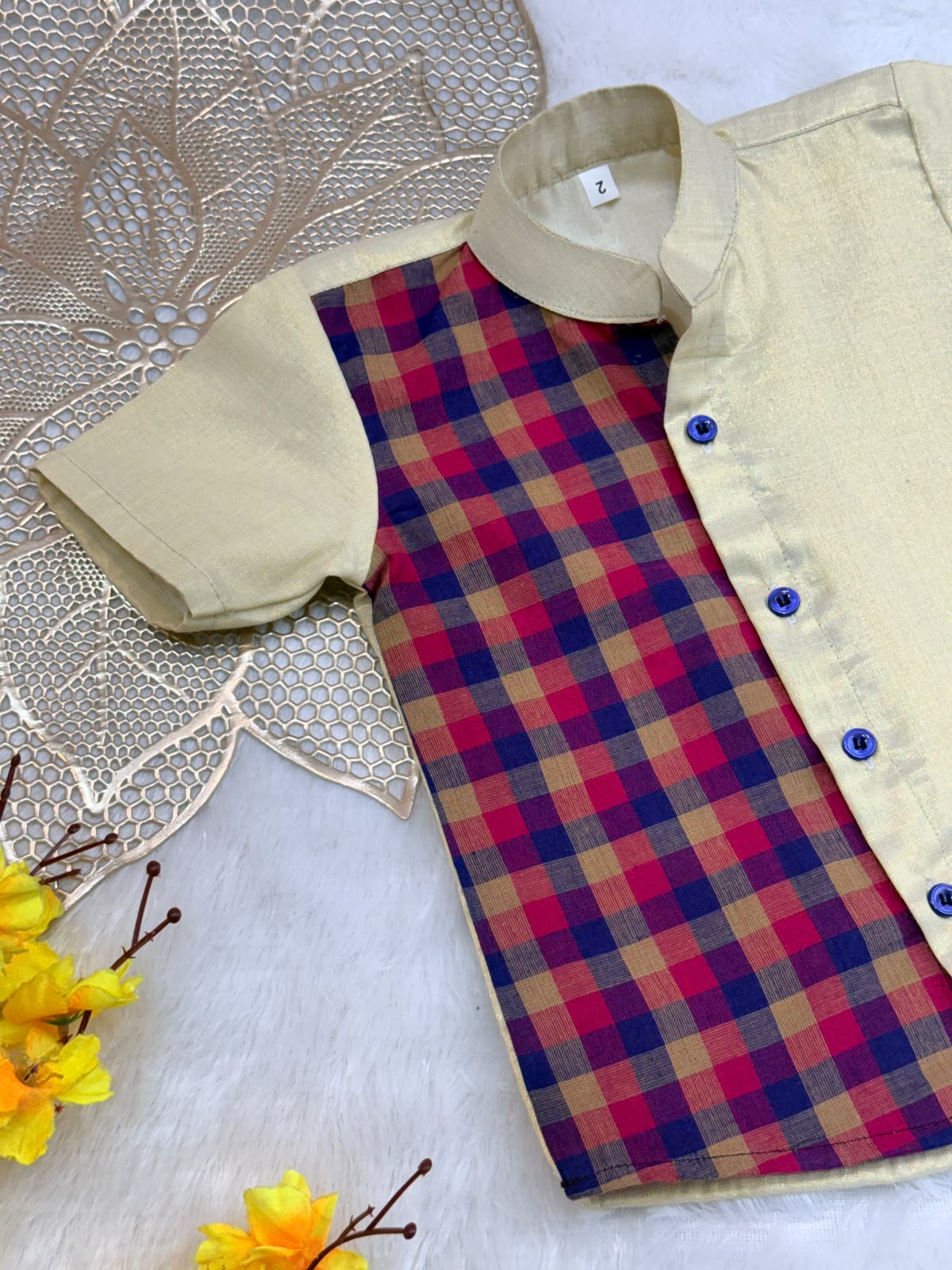 ONAM2026 -O29-BLUE CHIKOO CHECKS  SHIRT
