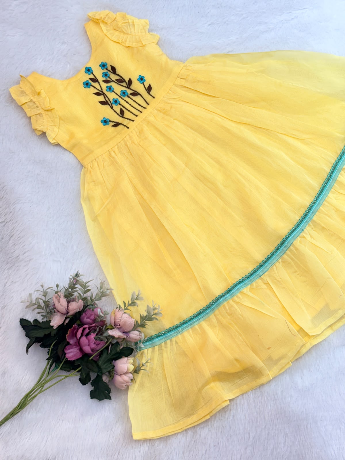 BABY BLOOM -GK002- YELLOW EMBROIDERY FROCK