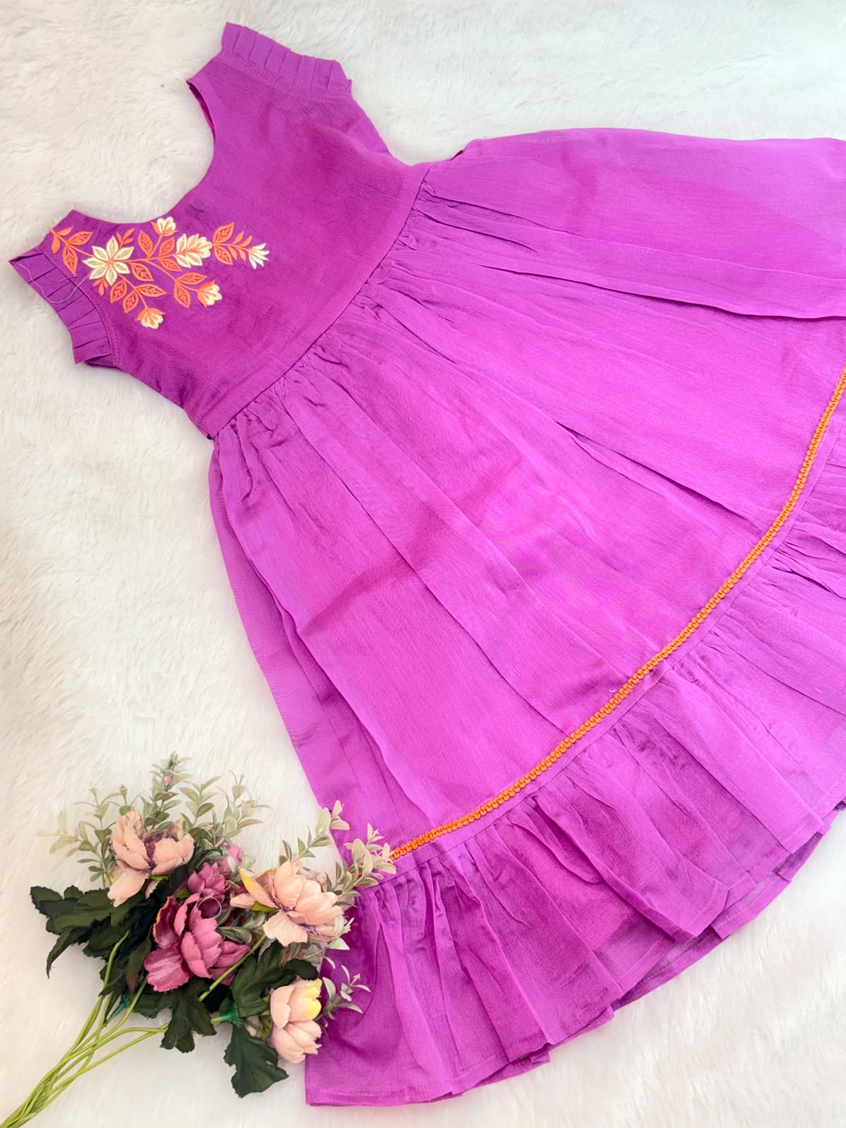 BABY BLOOM -GK003- LAVENDER EMBROIDERY FROCK