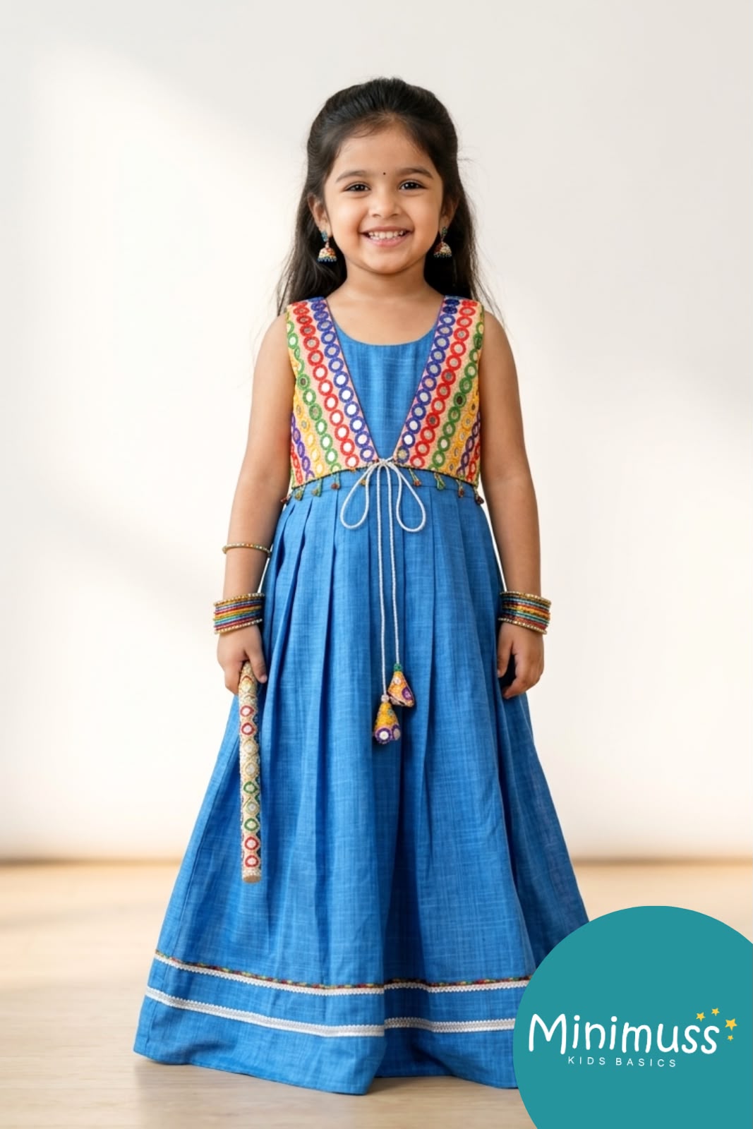 NAVRATHRI2026 -NV009-BLUE DESIGNER FROCK