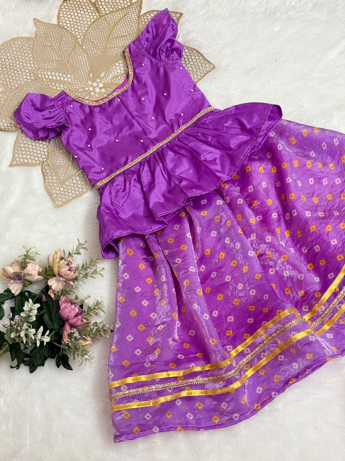 NAVRATHRI2026 -NV013-LAVENDER BHANDHINI SKIRT SET