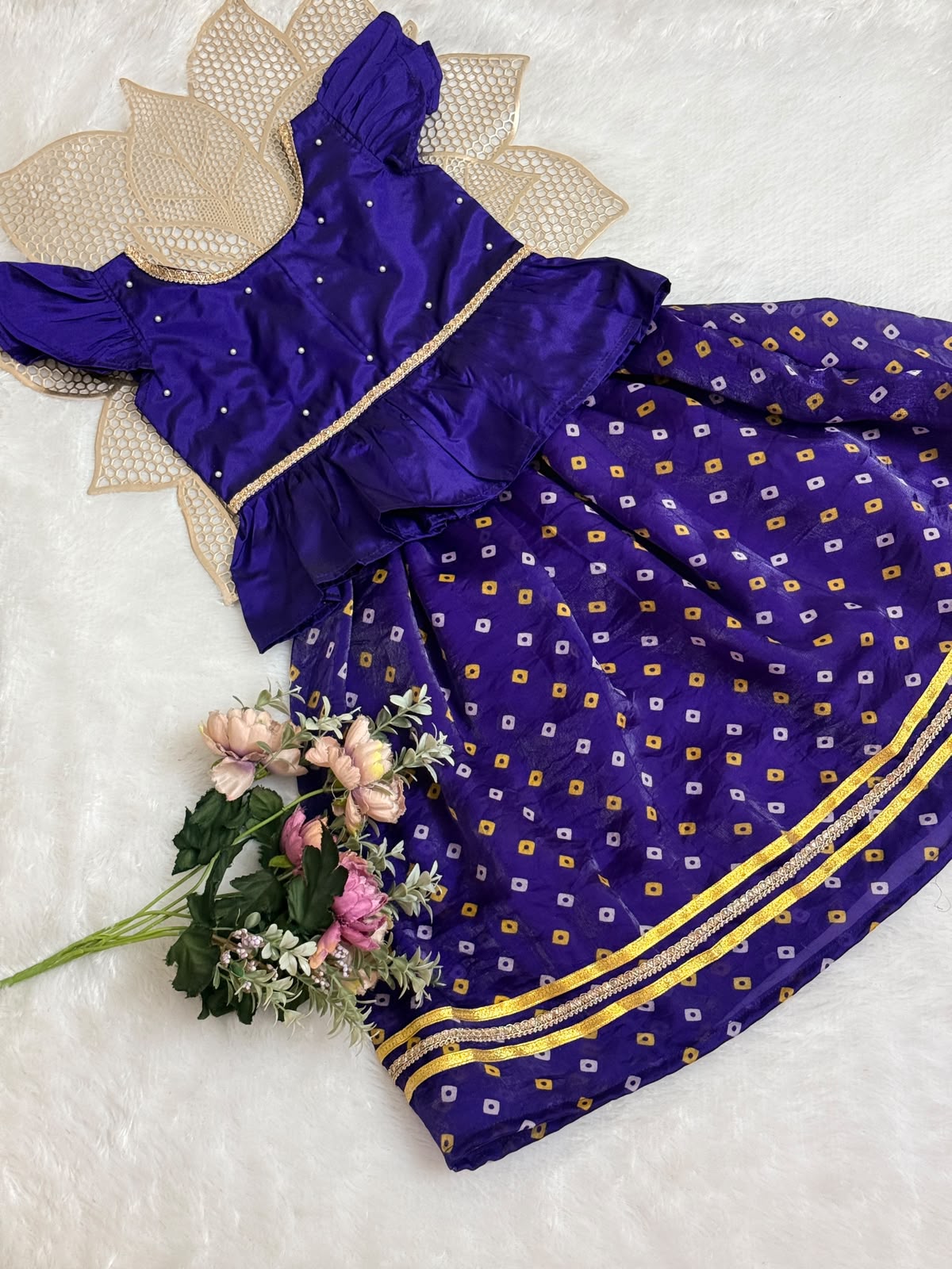 NAVRATHRI2026 -NV014-ROYAL BLUE BHANDHINI SKIRT SET