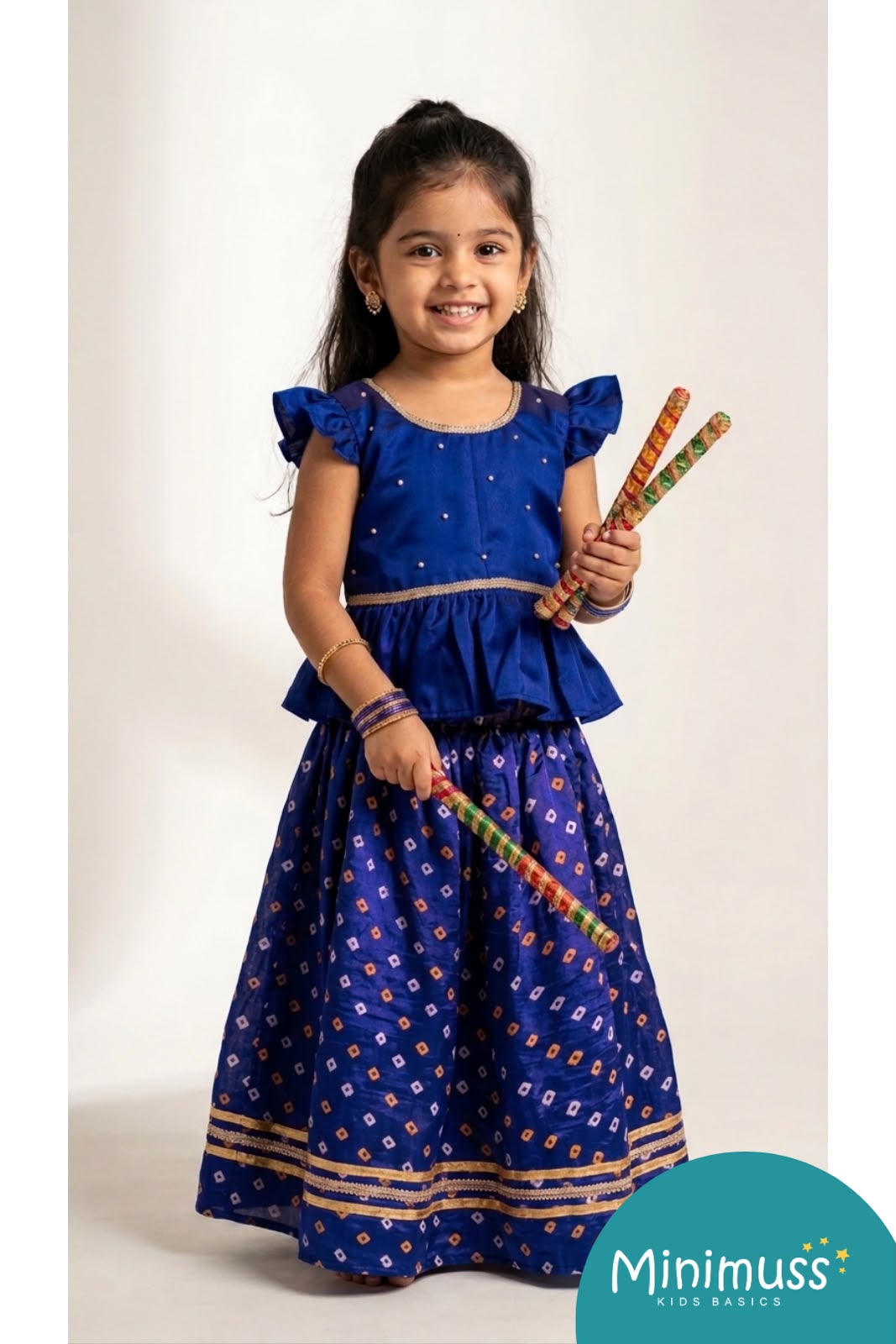 NAVRATHRI2026 -NV014-ROYAL BLUE BHANDHINI SKIRT SET