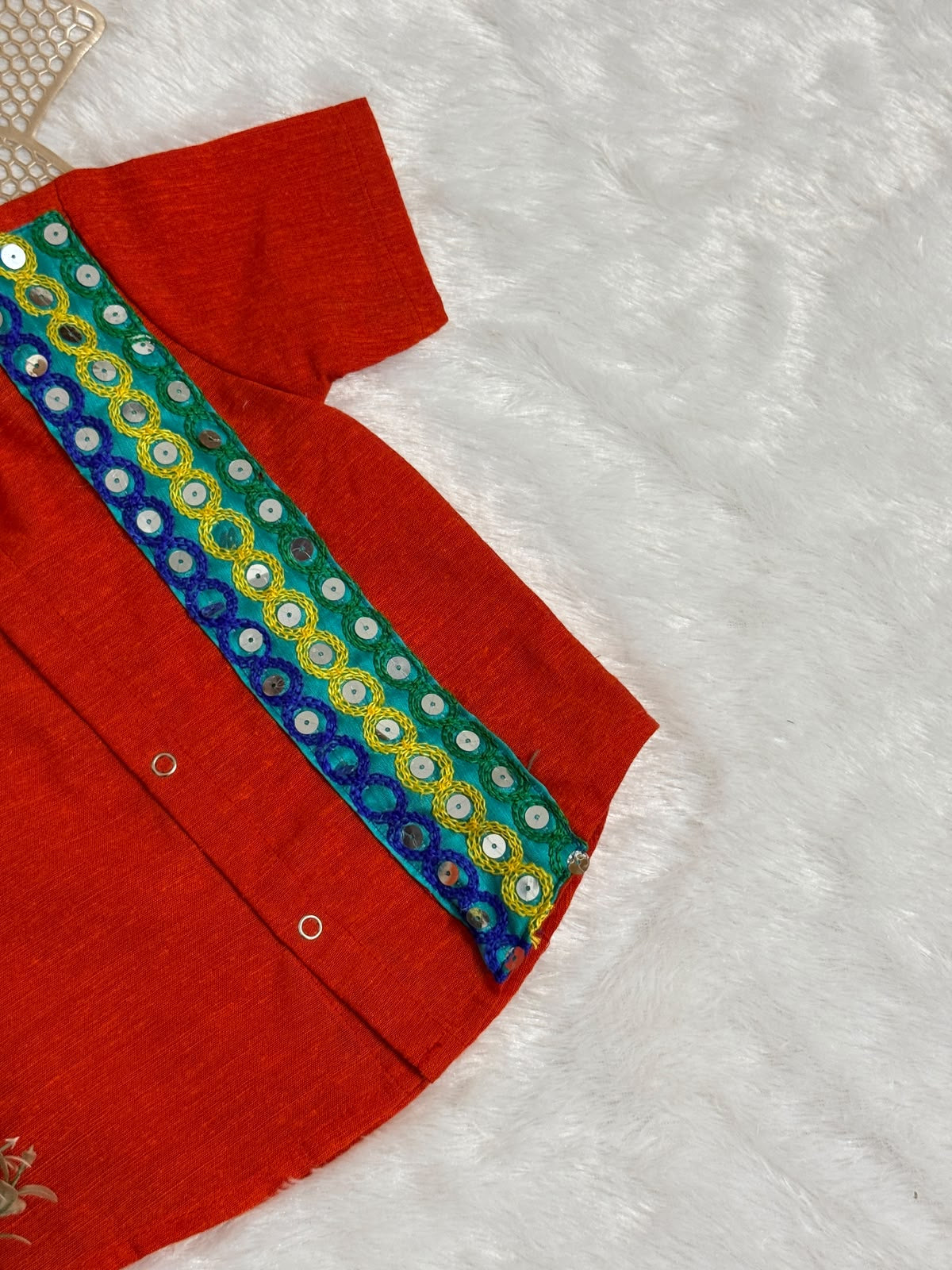 NAVRATHRI2026 -NV010- RED SHISHA EMBROIDERY SHIRT