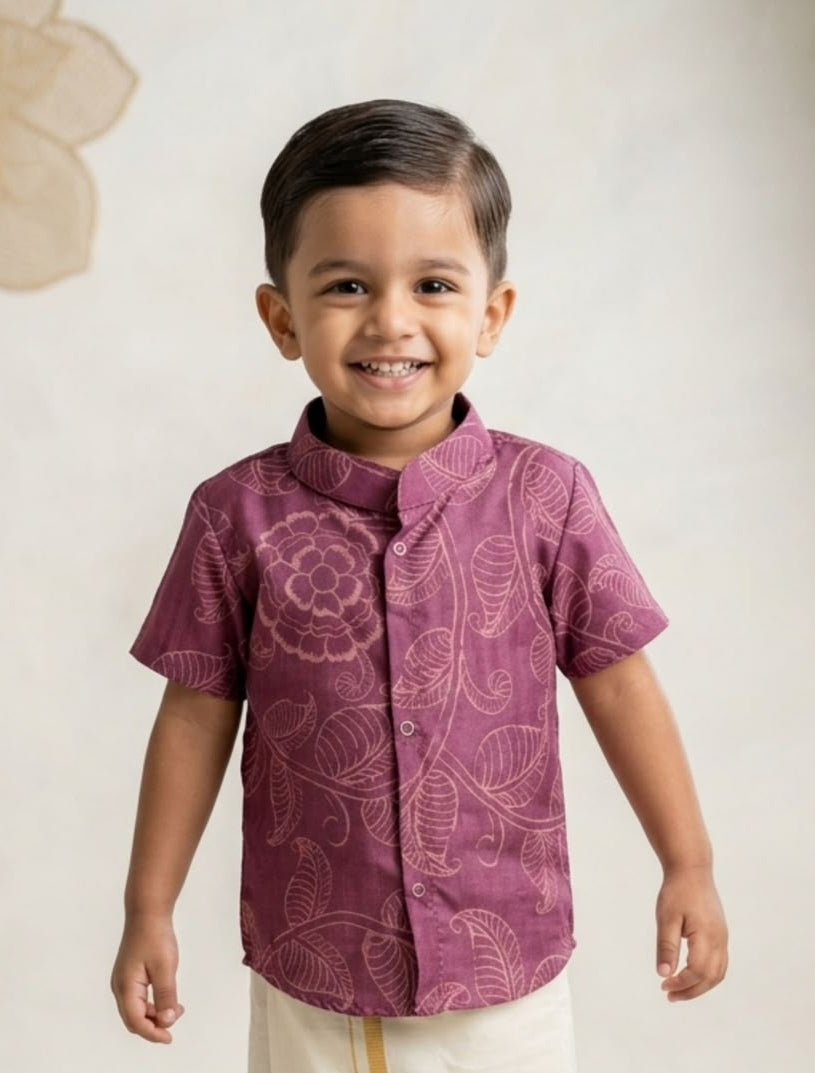 DIWALI2026 -DWB001- MAUVE FLORAL SHIRT