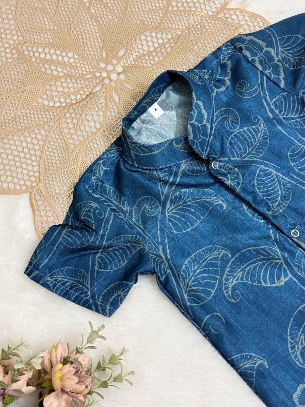DIWALI2026 -DWB002- INDIGO FLORAL SHIRT
