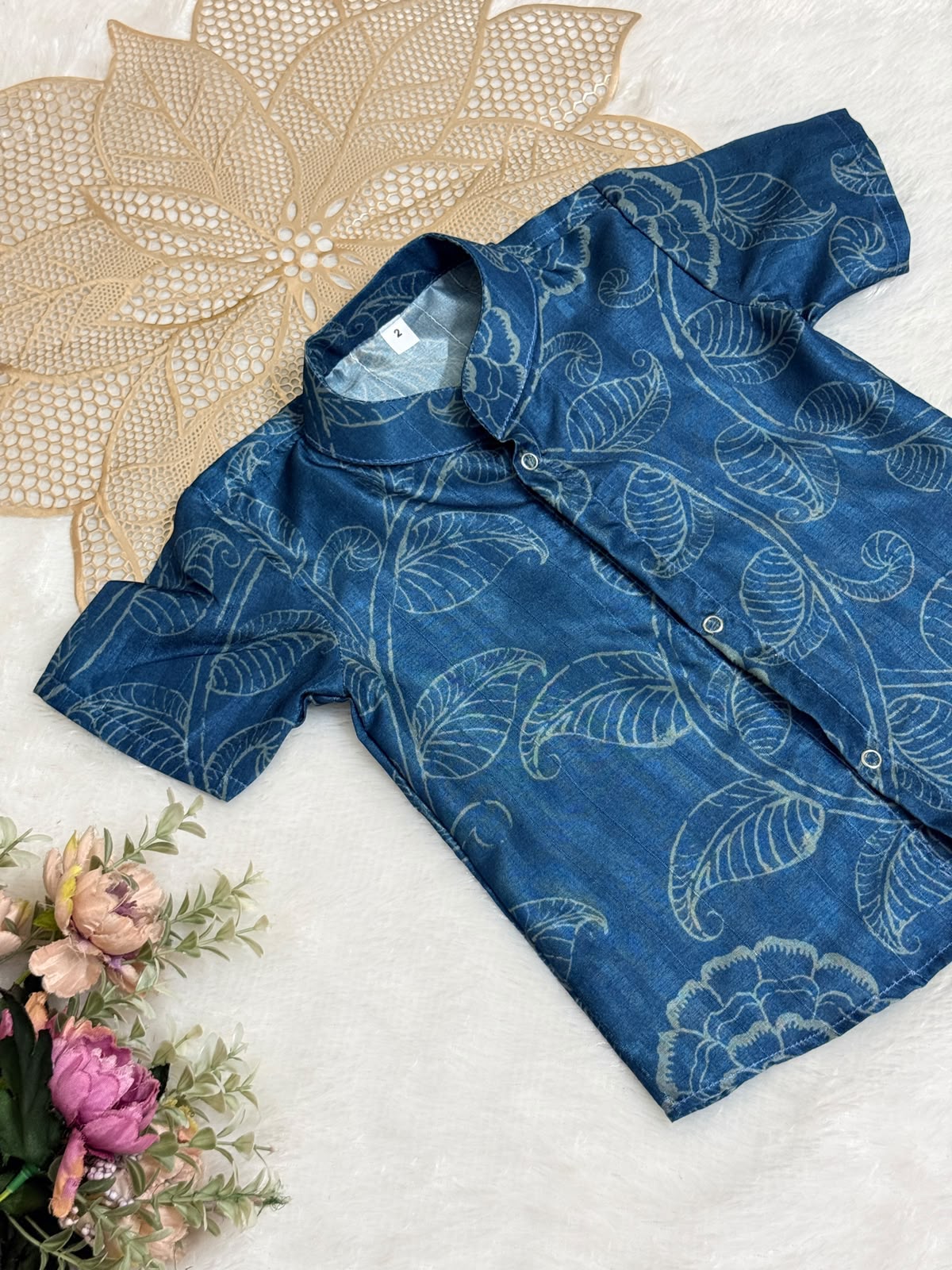 DIWALI2026 -DWB002- INDIGO FLORAL SHIRT