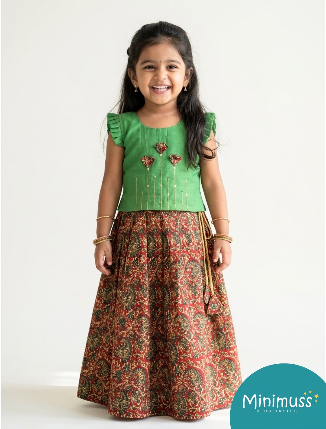 DIWALI2026 -DWG006-GREEN RED SKIRT SET