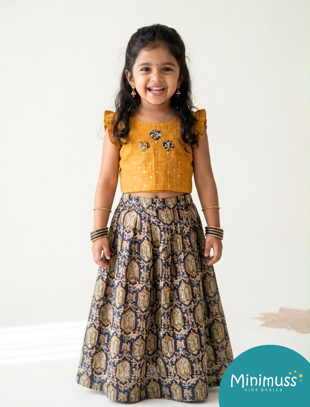 DIWALI2026 -DWG005-YELLOW BLUE SKIRT SET