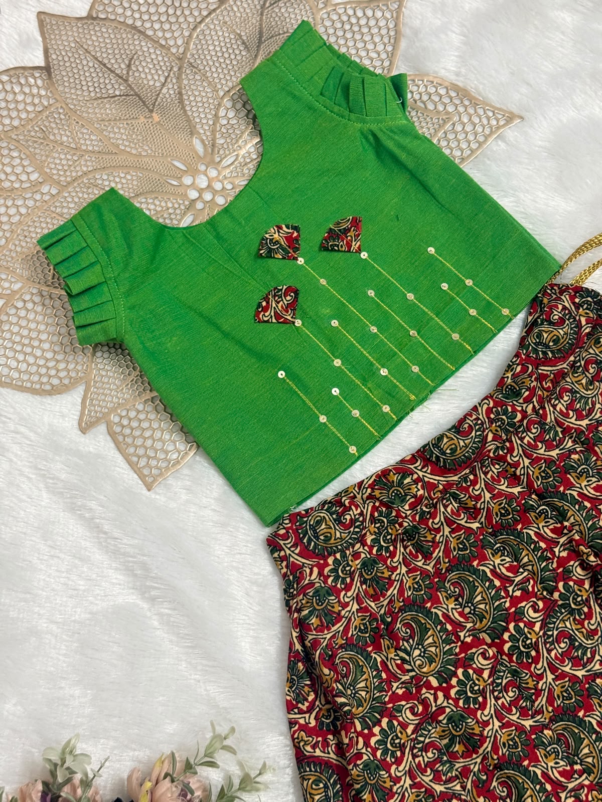DIWALI2026 -DWG006-GREEN RED SKIRT SET