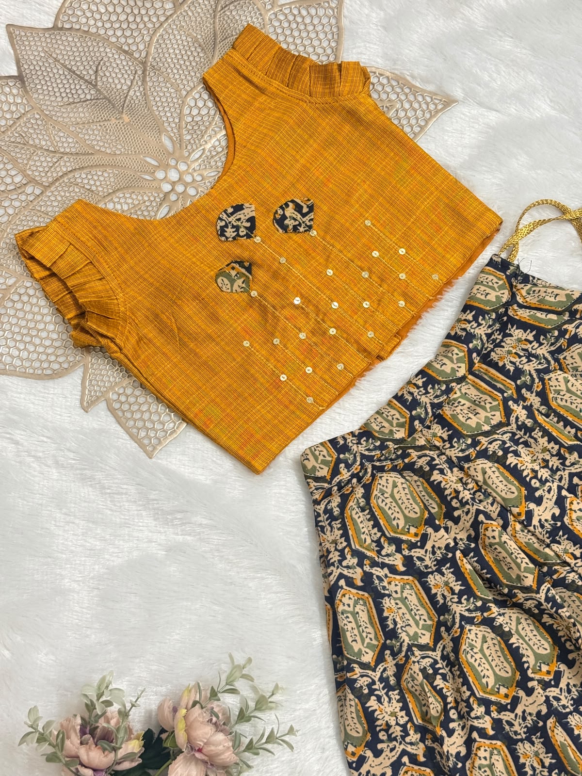 DIWALI2026 -DWG005-YELLOW BLUE SKIRT SET