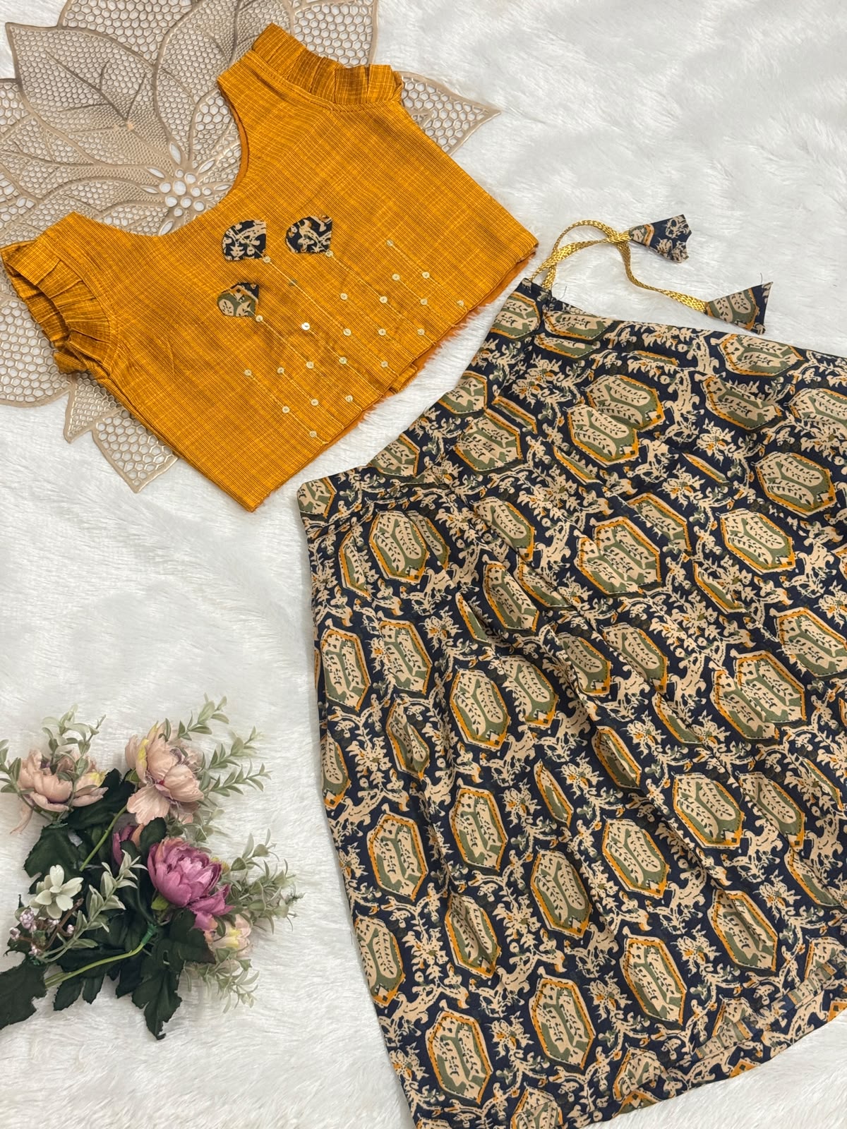 DIWALI2026 -DWG005-YELLOW BLUE SKIRT SET