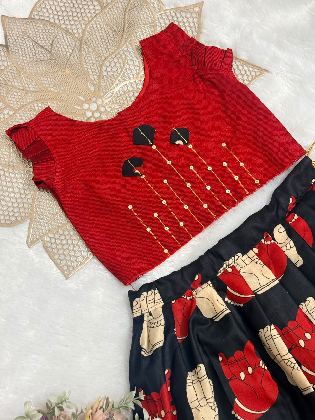 DIWALI2026 -DWG004-BLACK RED SKIRT SET